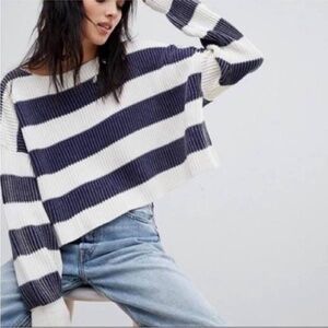 Free People Sweater Blue/White